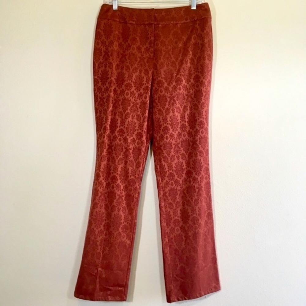 Vintage Flare Pants Slacks Orange Hippie Boho Floral Western